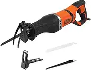 BLACK+DECKER BES301 Electric Reciprocating Saw 750 W (20 mm Stroke Length, Universal Saw with Movable Saw Shoe & Branch Clamp, for Quick Cuts in Wood, Metal, Includes 1 Wood & 1 Metal Saw Blade)