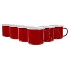 6x Coloured Enamel Mugs Steel Outdoor Camping Tea Coffee Cup 375ml Red