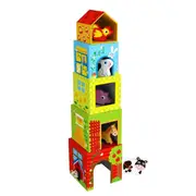 Tooky Toy Nesting Box Farm Kids/Toddler Stacking Wooden Blocks/Cubes Toy 12m+