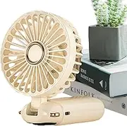 Portable Handheld Fan - USB Handheld Fan With LED Power Display, 5 Speeds Foldable Desk Fans, 5000mAh Rechargeable Personal Fans For Outdoor Indoor - White