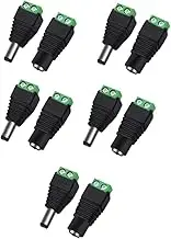 Treedix 12V DC Power Connector 5.5mm x 2.5mm, CENTROPOWER (5 x Male + 5 x Female) Power Jack Adapter Compatible with CCTV Camera DVR Security System LED Light Cable Wire Ends Plug Barrel Adapter
