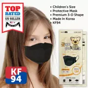 100 Pack KF94 BLACK Protective Face Mask Kids Children Youths Korean Pkg