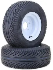 LIBRA 205/65-10 Golf Cart Tire Rim w/ 5 Lugs on 4.5" PCD White , Set 2 -14040