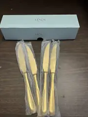 Set of 4x New 9.4in Gold Steak Knives, Archer by Lenox