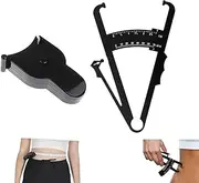 Pack of 3 Body Fat Tongs and Body Measuring Tape and Comparison Chart, Body Fat Tongs, Body Fat Measuring, Caliper Body Fat Tongs, for Measuring Body Fat Percentage (Black)