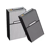 Cigarette Case and Coil Lighter USB Rechargeable 2Pack for King Size