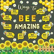 Bee Bulletin Board Decorations Set,Bee Hive Theme Cutouts Classroom Bulletin Board Decor Border Set Sunflower Cutouts for Classroom Wall Bulletin Board Library Decorations Kids Room Decorations