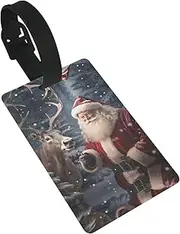 [CADREWY] Christmas Santa Claus Print Luggage Tags for Suitcases Compact Lightweight for Travel Cruises and Airports