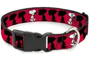 Peanuts: Snoopy Walking/Silhouette Pose Red - Plastic Clip Collar (0.5" Medium)