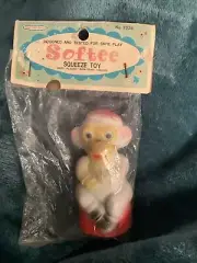 Vintage New In Package SANITOY SOFTEE SQUEEZE TOY MONKEY — RARE