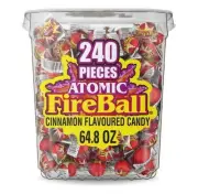 Wonka Atomic Fireball, Candy, Cinnamon Flavor, Individually Wrapped (240 ct)