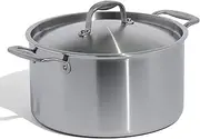 [Made In] Cookware - 8 Quart Stainless Steel Stock Pot With Lid - 5 Ply Stainless Clad - Professional Cookware - Crafted in Italy - Induction Compatible