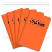 Field Notebook - 3.5"X5.5" - Orange - Lined Memo Book - Pack of 5