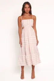 [PUP8] Evelin Midi Dress - Pink Stripe XS Pink
