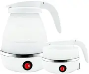 Folding Kettle, 600ml Travel Kettle, Mini Portable Silicone Electric Kettle for Camping, Outdoor Travel (White)