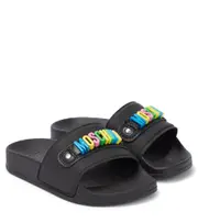 [Moschino Kids] Moschino Kids Logo rubber slides UK 11 black