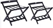 2-Pack Hotel Luggage Rack - Suitcase Stand Foldable, Bedroom Household Solid Wood Luggage Shelf, Guest Room Suitcase Holder, Suitcase Stand with Backrest and Shoe Rack, 2 Colors