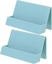 BCOATH 2 Pcs Plastic Name Card Holders Creative Desktop Storage Racks for Business Cards Menus Sturdy Organizer Boxes for Office Home Use Lake