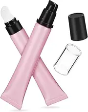 IWOWHERO 2Pcs Empty Squeeze Tubes for Cosmetics Matte Pump Cap Refillable Lip Gloss Containers Durable Skincare Dispenser Tubes for Travel Sampling