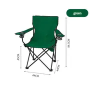 GGP 2Pcs Green Portable Folding Camping Chair With Armrests And Cup Holder