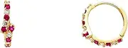 [JewelryWeb] 14k Yellow Gold CZ Simulated Diamond Hugging Earrings 13x13mm Stud Earring for Women