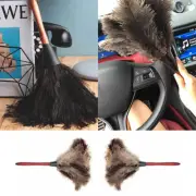 1/2pcs Ostrich Feather Fur Brush Duster Dust Cleaning Wooden Hand Anti-Static Ho