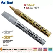 Artline Metallic EK900XF Bullet Tip 2.3mm permanent marker - 6x GOLD + 6x SILVER