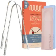 Tongue Scraper for Adults with Travel Cases (2 Pack), Oral, Reduce Bad Breath