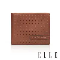 在飛比找ETMall東森購物網優惠-【ELLE HOMME】透氣孔面 3卡側翻3窗格 皮夾/短夾