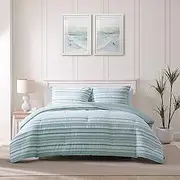 [Tommy Bahama] King Duvet Cover Set, Cotton Bedding with Matching Shams & Button Closure, All Season Home Decor (Clearwater Cay Blue,3pieces, King)