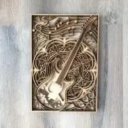 3D Layered Guitar Wall Art – Laser-Cut MDF