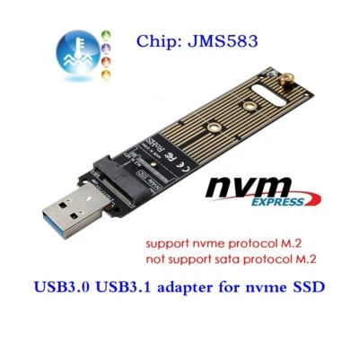 M.2 NVME SSD to USB 3.1 Adapter PCI-E to USB-A 3.0 Solid State Drive Converter