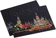 Toyvian 2 Sets Scratch Paper Art for Adults DIY Night View Craft Supplies Safe and Scratch Off Fun for Family Activities