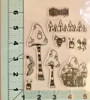 mushroom clear stamps whimsical card clay FAST Free Ship