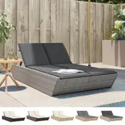 Double Sun Lounger with Cushions Chaise Lounge Daybed Patio Poly Rattan vidaXL