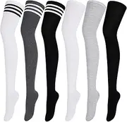 [Aneco] 6 Pairs Extra Long Socks Long Boot Stockings Thigh High Socks for Women