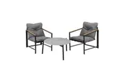 Livsip 3PC Outdoor Patio Furniture Set Bistro Sets 70CM Round Grey Marble Table