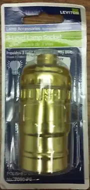 Leviton 7090 3-Level Lamp Socket (Brass) Box of 7