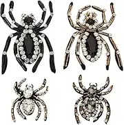 AHANDMAKER 4Pcs Spider Rhinestone Beaded Patches 4 Styles Beaded Applique Patch Spider Crystal Sew on Sequin Patches for T-Shirt Handbag Clothing Dress Hat DIY Craft