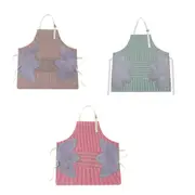 Kitchen Bib Front Pocket Double Side Towels Striped Pattern Aprons