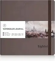 Lightwish Square Watercolor Journal, 100% Cotton Cold Press Watercolor Paper Sketchbook 7.48”x 7.48”, 20 Sheets (140lb/300gsm), Acid-Free for Watercolors, Gouache, Acrylics