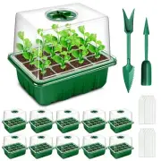 Seed Starter Tray, 12 Cells Thicken Seed Starting Trays w/Humidity Dome, 10 Pack