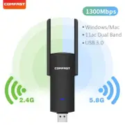 1300Mbps USB Wifi Adapter Dual Band 2.4G/5.8G Ethernet Wi-Fi Dongle External Ant
