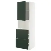 METOD / MAXIMERA hi cab f micro w door/2 drawers, white/Havstorp deep green, 60x60x200 cm
