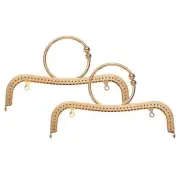 2Pcs Metal Purse Frame, 9" Arch Kiss Lock Clasp Frame Embossed(Light Gold)