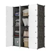 12 Large Cube Storage Organizer with Doors,Deep Stacking Storage Shelf Clothe...