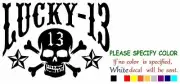 LUCKY 13 SKULL HEAD STARS Graphic Die Cut decal sticker Car Truck Window 12"