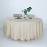 BEIGE 108" Round Premium FAUX BURLAP POLYESTER TABLECLOTH Wedding Linens