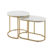 Costway MDF Marble Style Nesting Coffee Table Metal Frame