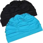 NOLITOY 2pcs Stretch Swimming Cap Swimming Goggles Ladies Sun Hat Swim Caps for Women Fabric Swim Cap Pool Custom Swim Cap Swimming Caps Men Swimming Cap Bucket Hats for Women Polyester